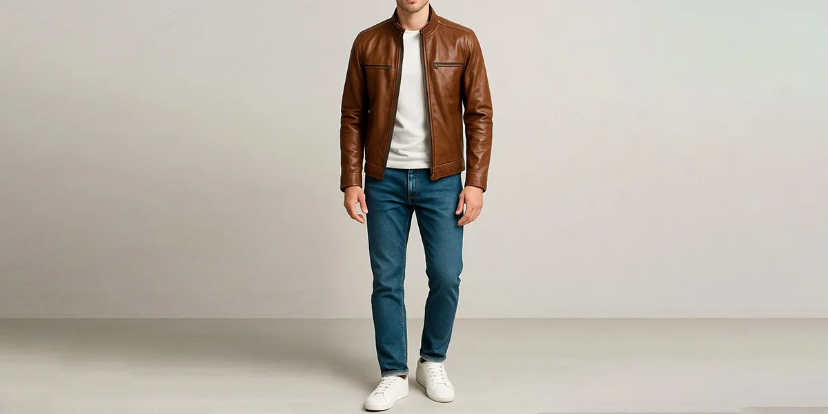 how to style a brown leather jacket