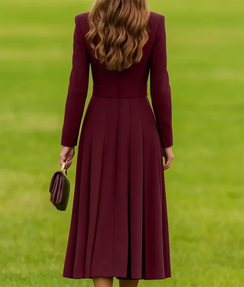 Kate Middleton Maroon Dress Coat - Back