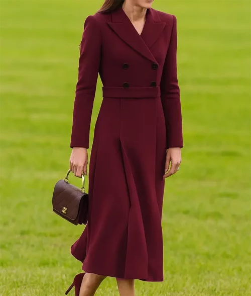 Kate Middleton Maroon Dress Coat - Front