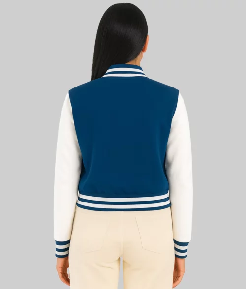 Lyra Blue & White Varsity Jacket - Back