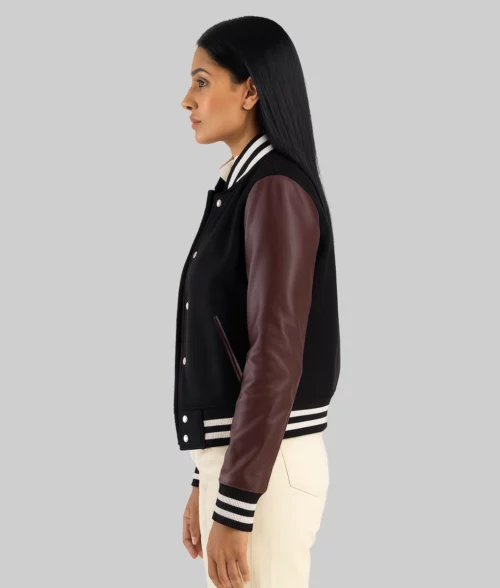 Macie Black & Brown Varsity Jacket - Side