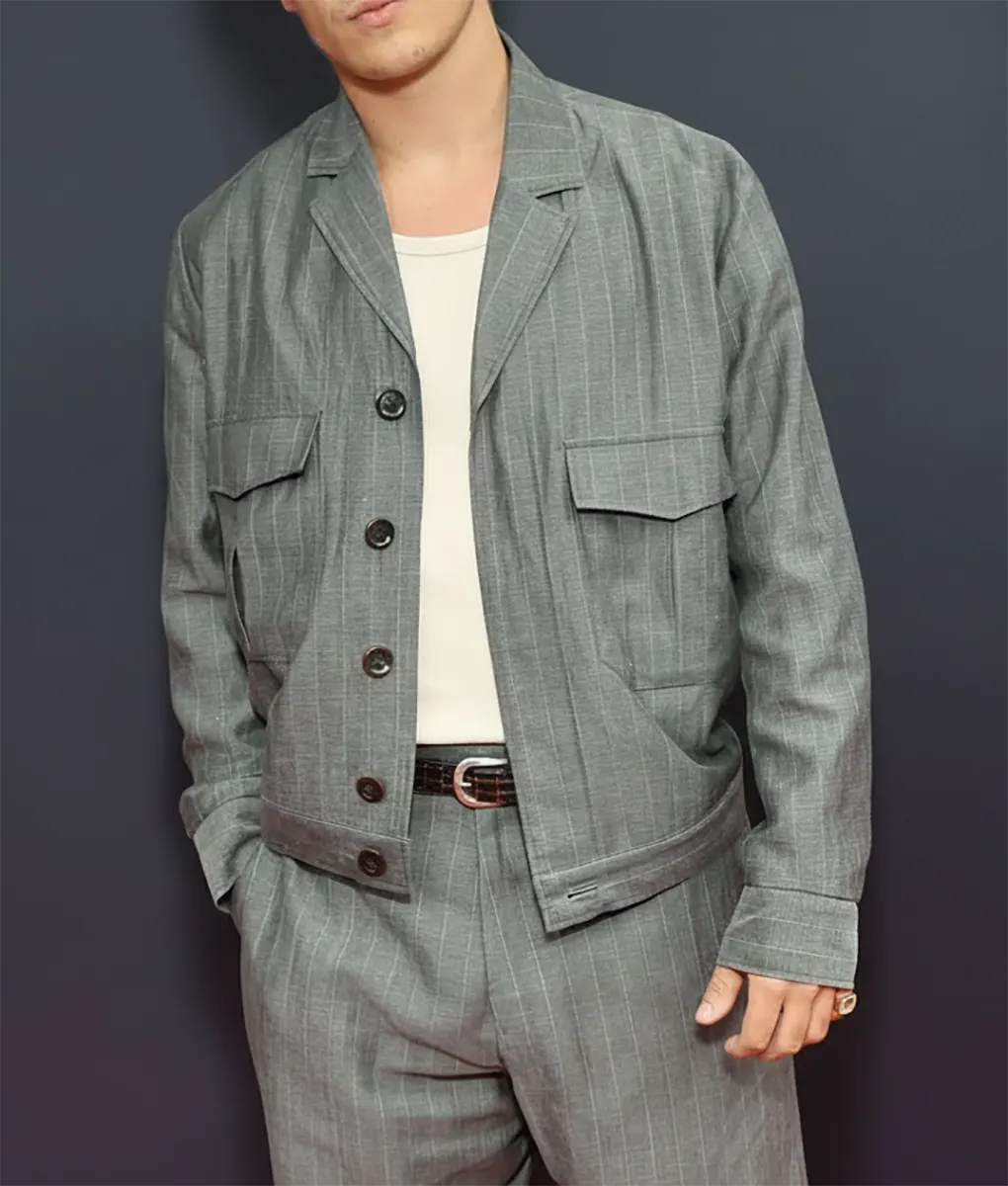 Noah Jupe Grey Stripe Blazer - Front