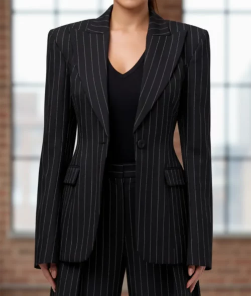 Only Murders In The Building S05 Selena Gomez Striped Blazer - Front