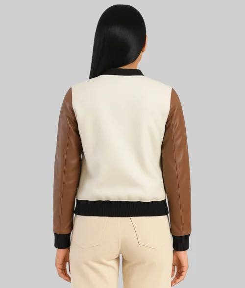 Romina White & Brown Varsity Jacket - Back