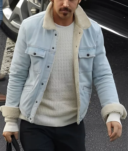 The Nice Guys Ryan Gosling Jacket Denim Shearling Jacket - Front