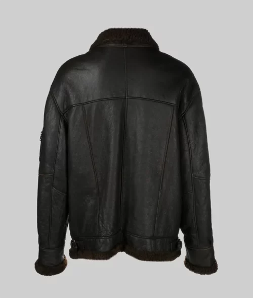Chris Men’s Black Shearling Jacket – Clearance Item-Back View