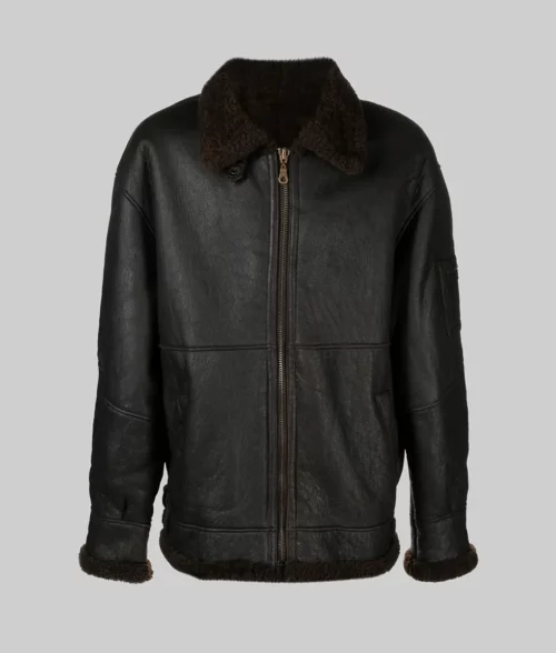 Chris Men’s Black Shearling Jacket – Clearance Item-Front View
