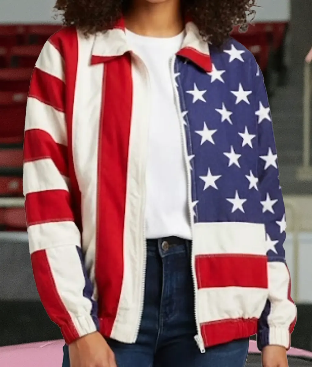 Christy Sydney Sweeney American Flag Jacket - Front