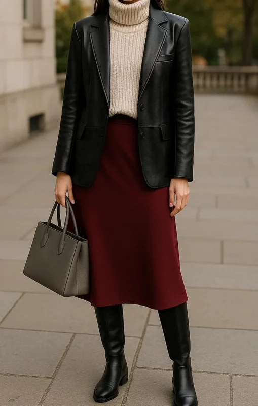 leather blazer outfit