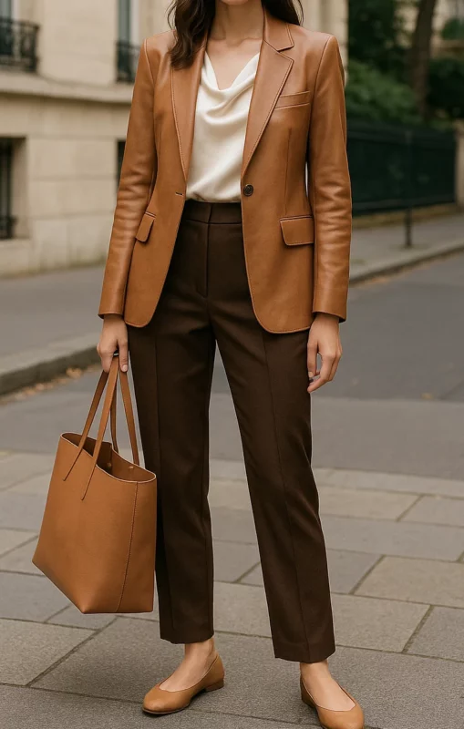 leather blazer outfit