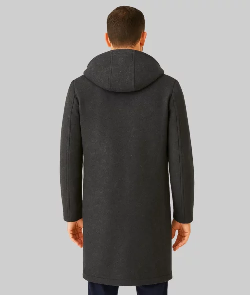Ernest Men's Grey Hooded Peacoat - Back
