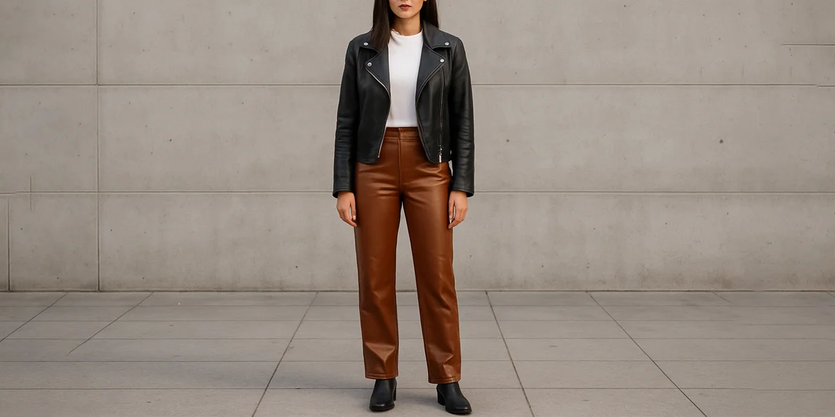 how to style brown leather pants