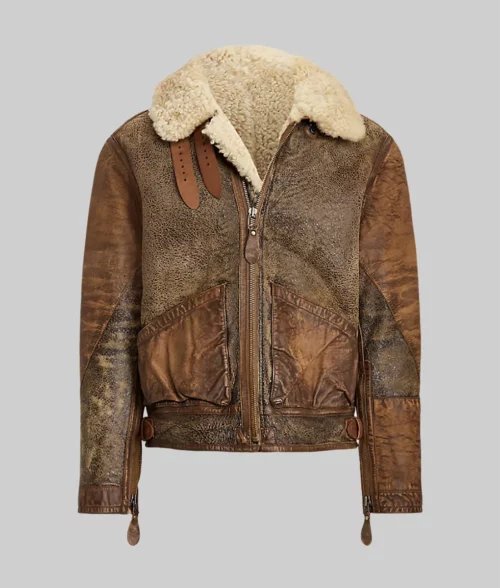 James Men's Distressed Brown Leather Jacket - Clearance Item-Front View