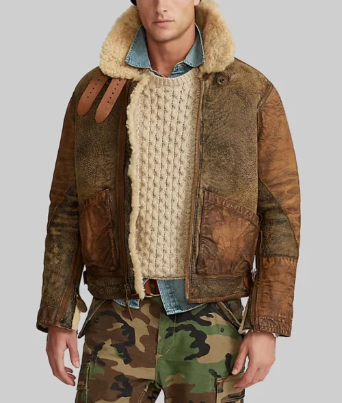 James Men's Distressed Brown Leather Jacket - Clearance Item-Front View1