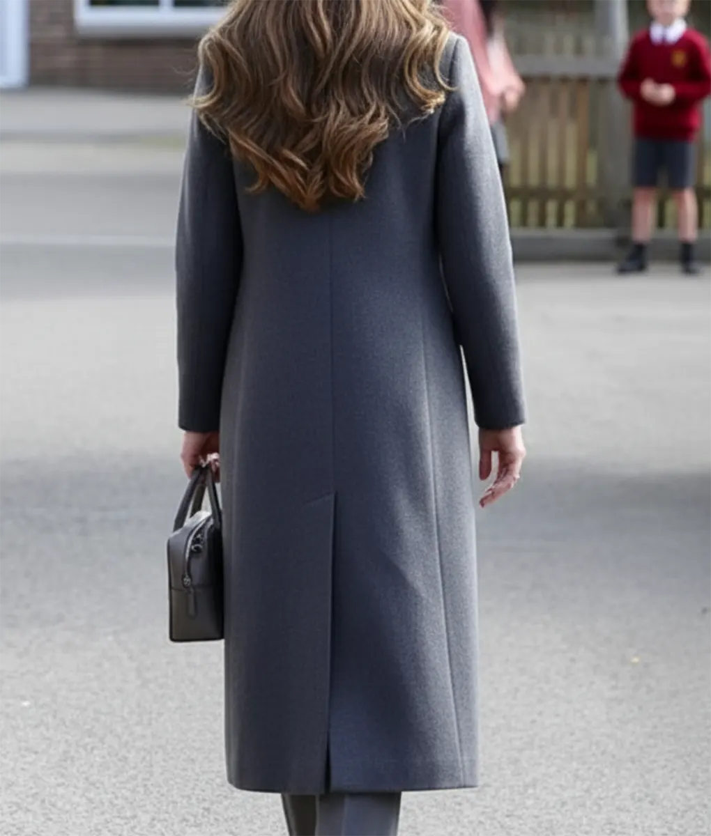 Kate Middleton Grey Wool Coat - Back