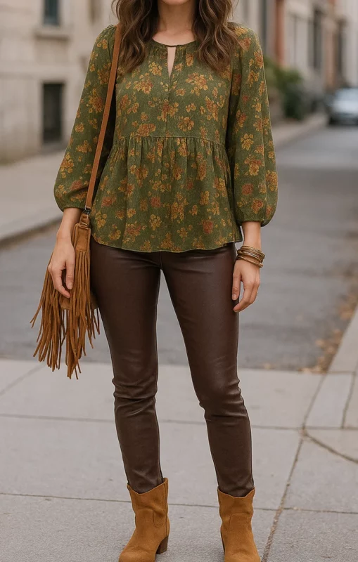 how to style brown leather pants