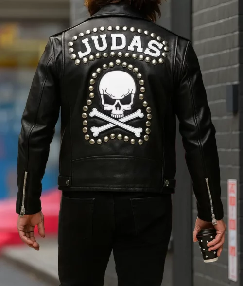 Norman Reedus Black Leather Biker Jacket - Back