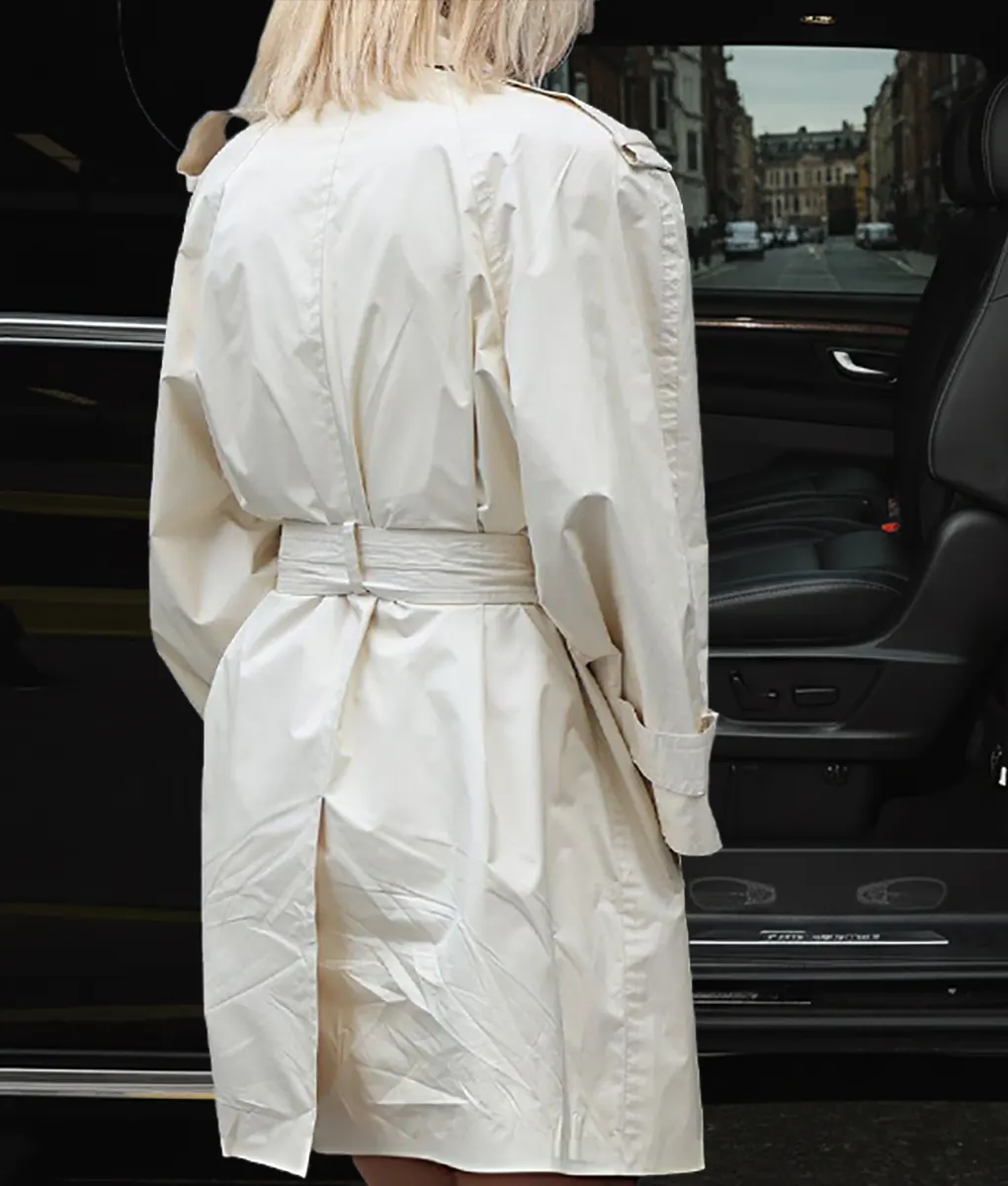 Rita Ora Off White Trench Coat - Back