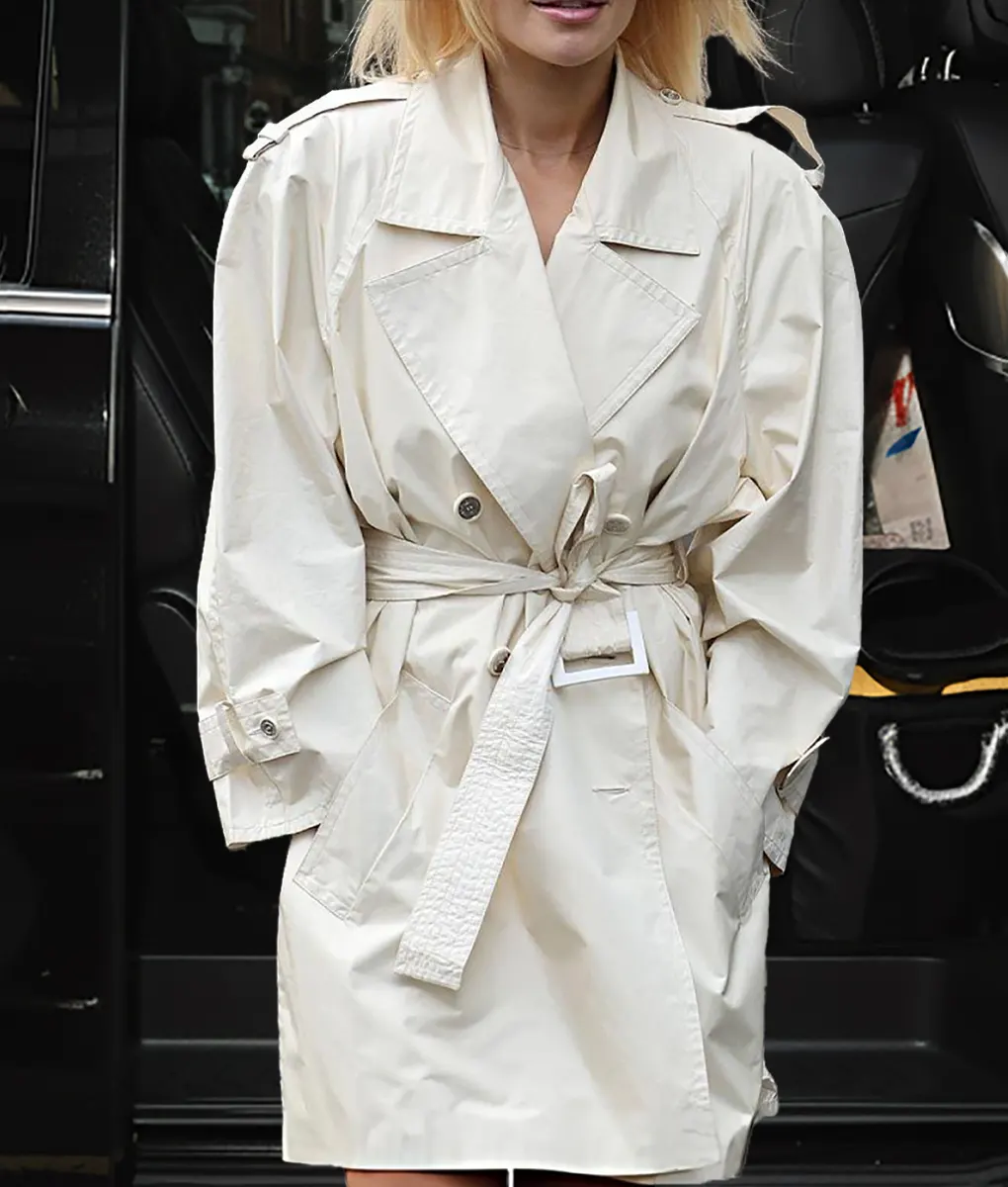 Rita Ora Off White Trench Coat - Front