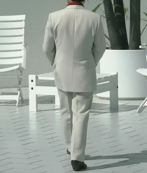 Scarface Al Pacino White Striped Suit - Back