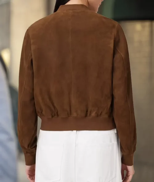 Shifting Gears S02 Jenna Elfman Suede Bomber Jacket - Back