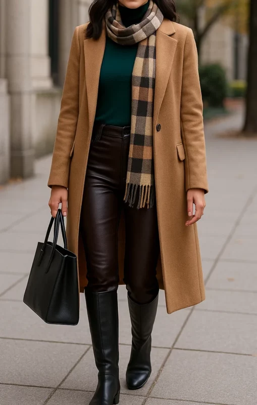 how to style brown leather pants
