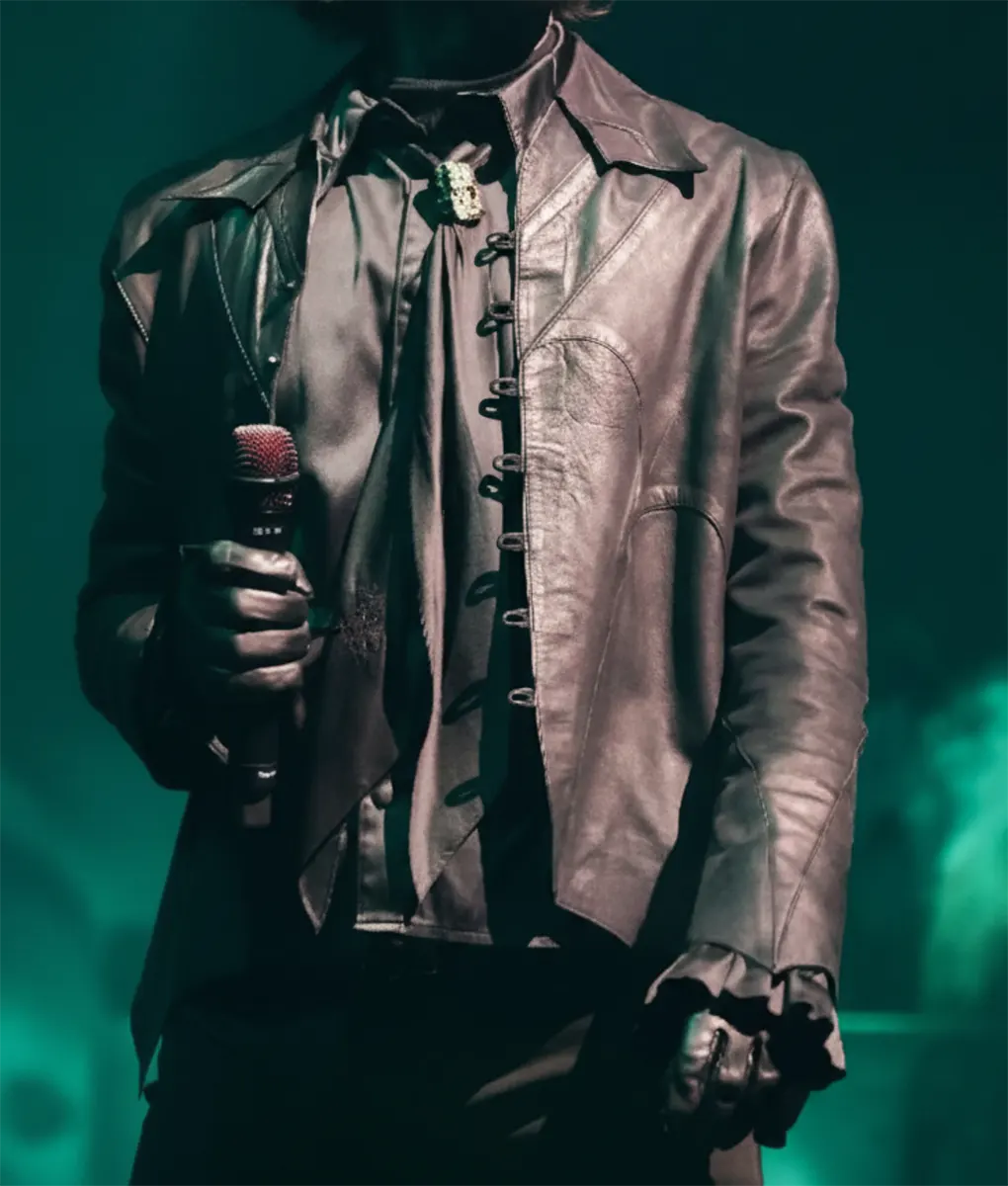 Swedish rock band Ghost Tobias Forge Black Leather Jacket - Front