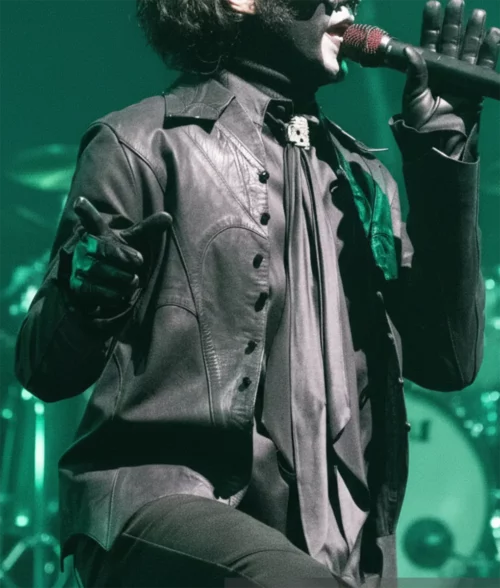 Swedish rock band Ghost Tobias Forge Black Leather Jacket - Side