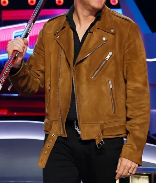 The Voice Michael Bublé Suede Biker Jacket - Front