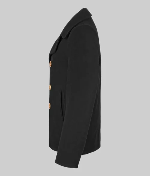US Navy Officers Men's Black Peacoat - Side