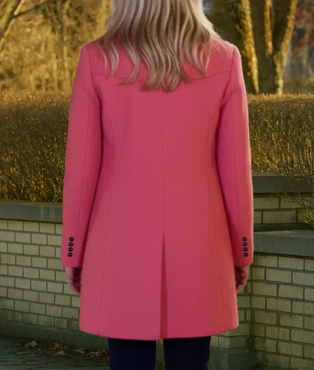 A Newport Christmas Ginna Claire Mason Pink Wool Coat - Back