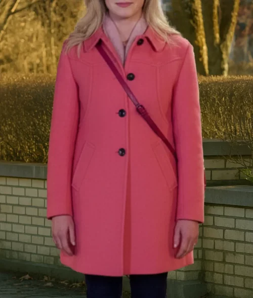 A Newport Christmas Ginna Claire Mason Pink Wool Coat - Front