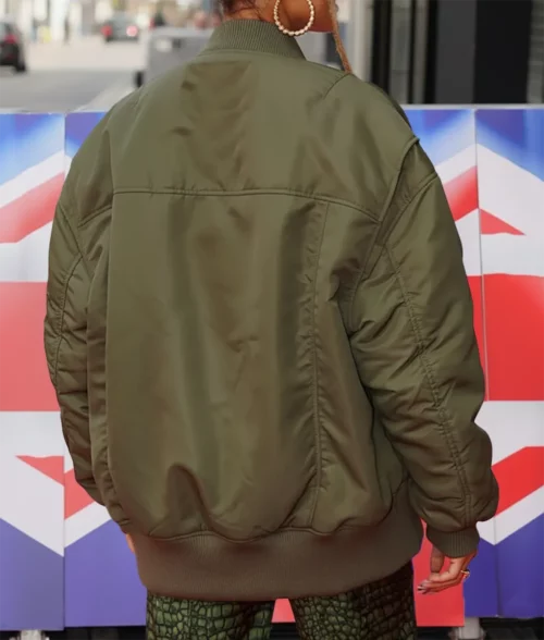 Alesha Dixon Oversized Green Bomber Jacket - Back
