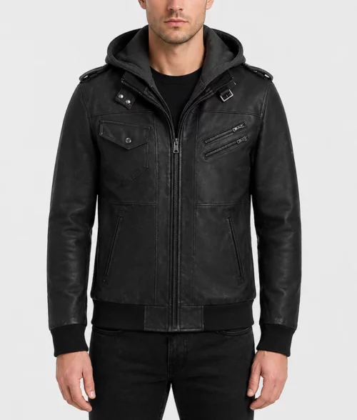 Clark Bomber Jacket With Removable Hood - Front
