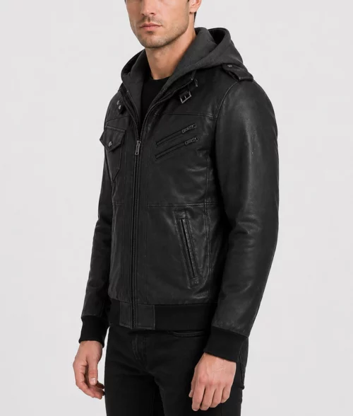 Clark Bomber Jacket With Removable Hood - Side