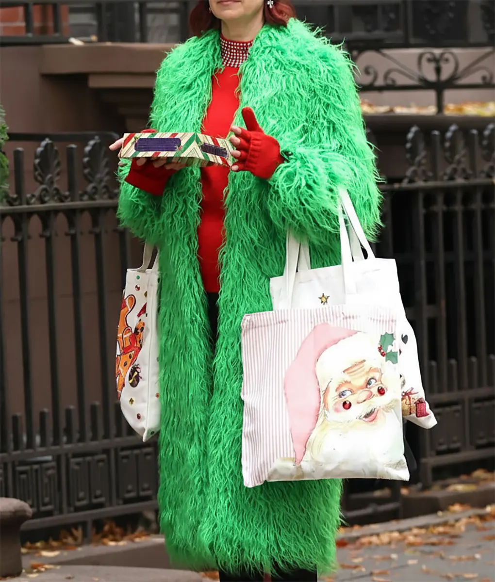Elsbeth S03 Carrie Preston Green Faux Fur Coat - Front
