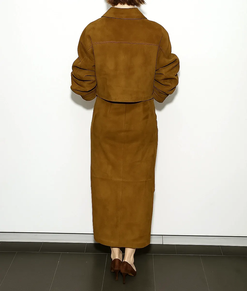 Emma Stone Brown Suede Jacket - Back