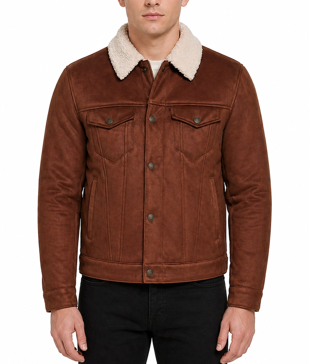 Jackson Brown Trucker Leather Jacket - Front