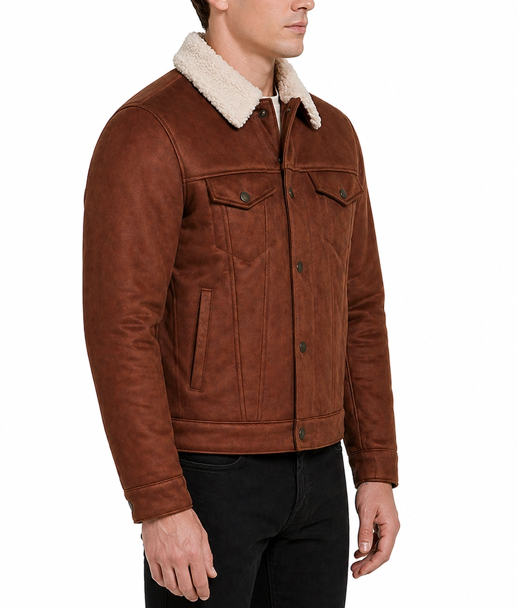 Jackson Brown Trucker Leather Jacket - Side