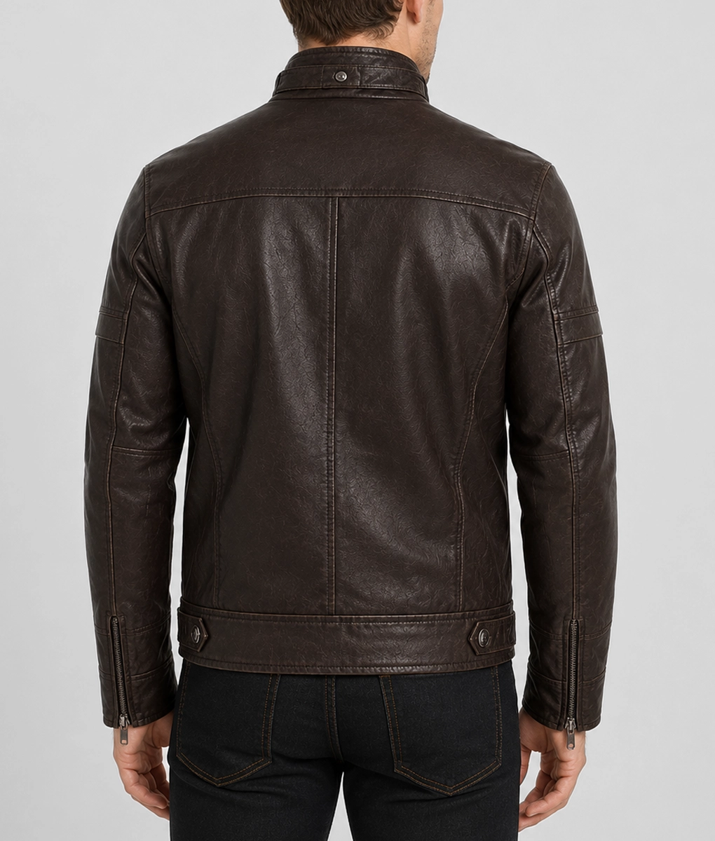 Justin Vintage Brown Leather Jacket - Back