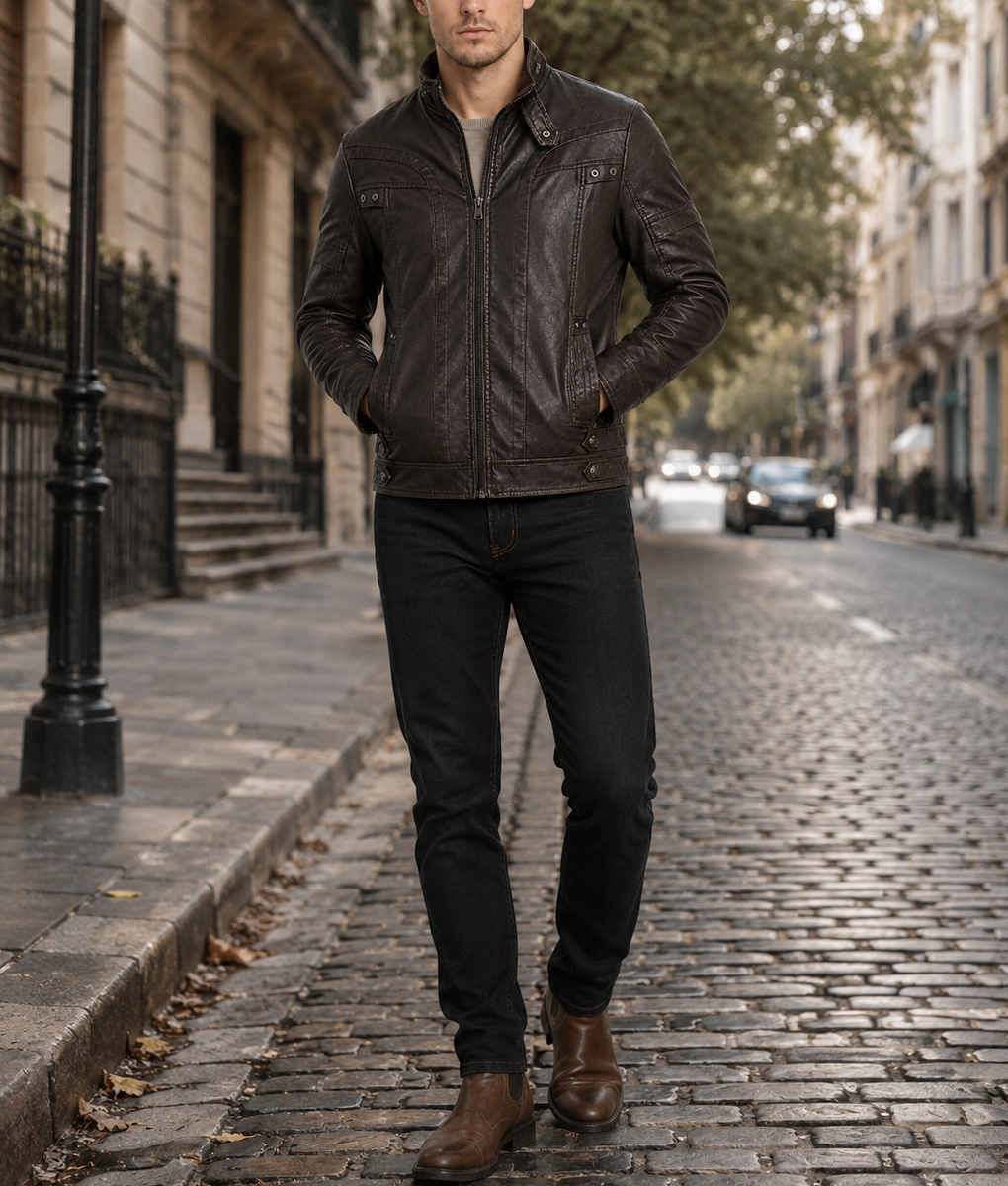 Justin Vintage Brown Leather Jacket - Full