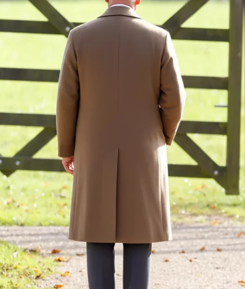 King Charles III Brown Wool Coat - Back