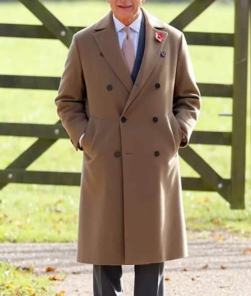 King Charles III Brown Wool Coat - Front