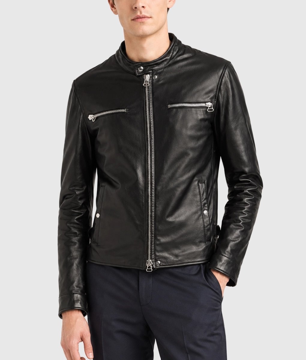 Men&rsquo;s Burrito Black Caf&eacute; Racer Jacket - Front Side