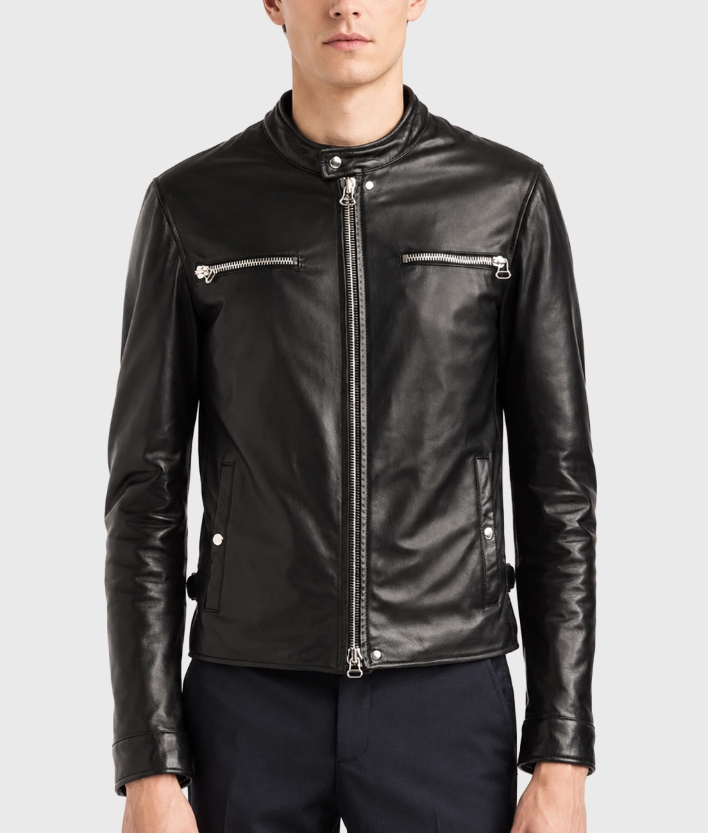 Men&rsquo;s Burrito Black Caf&eacute; Racer Jacket - Front