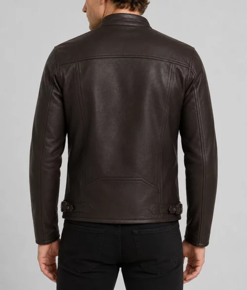 Men's Burrito Brown Caf&eacute; Racer Jacket - Back