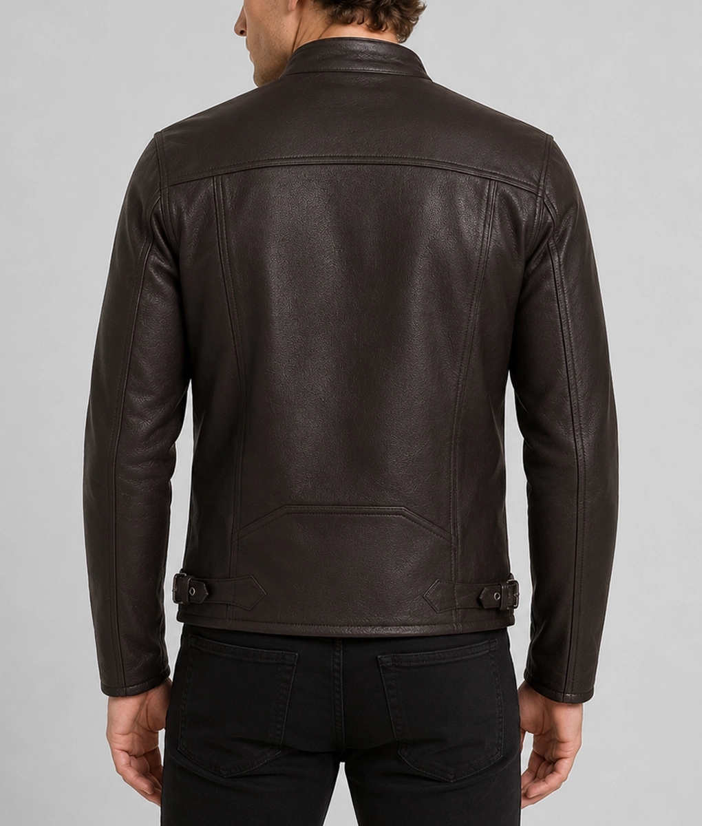 Men's Burrito Brown Caf&eacute; Racer Jacket - Back