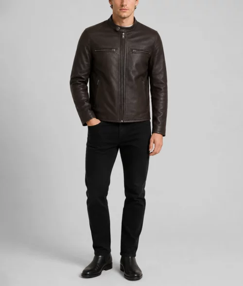 Men's Burrito Brown Caf&eacute; Racer Jacket - Full