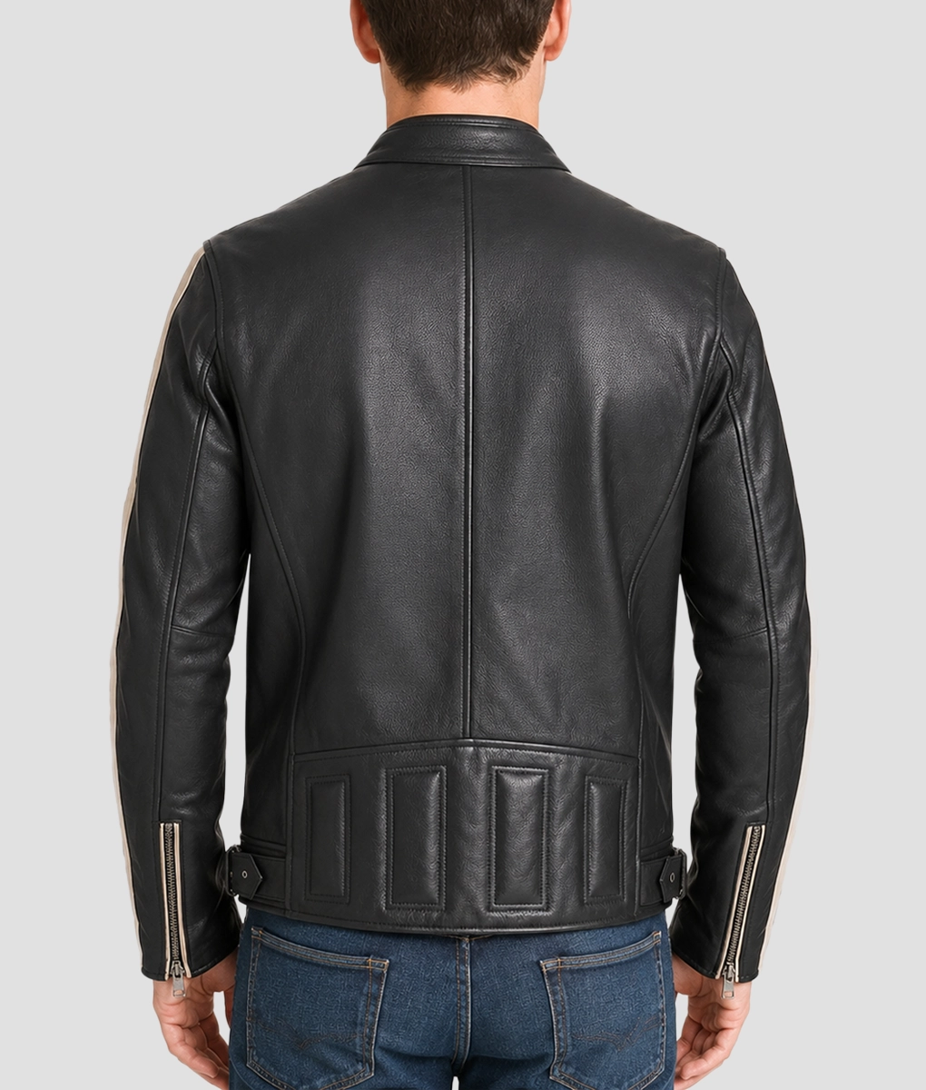 Mick Retro Stripped Cafe Racer Jacket - Back