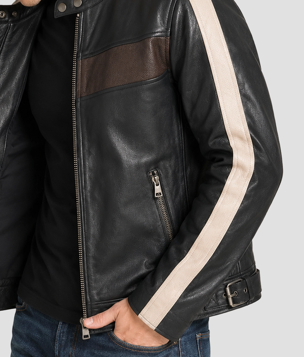 Mick Retro Stripped Cafe Racer Jacket - sleeve